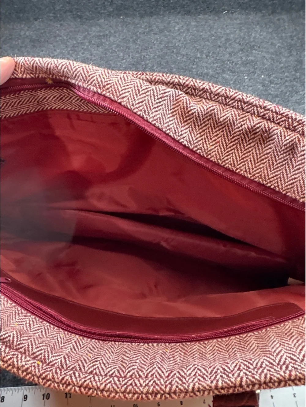 Womens Red Herringbone Weekender Duffel Bag Carry On Travel Shoulder Tote